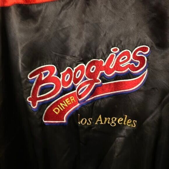 Vtg Boogies Diner Los Angeles Reversible Bomber Jacket L - Picture 4 of 12